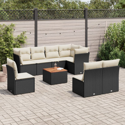 9 Piece Garden Sofa Set With Cushions Grey Poly Rattan