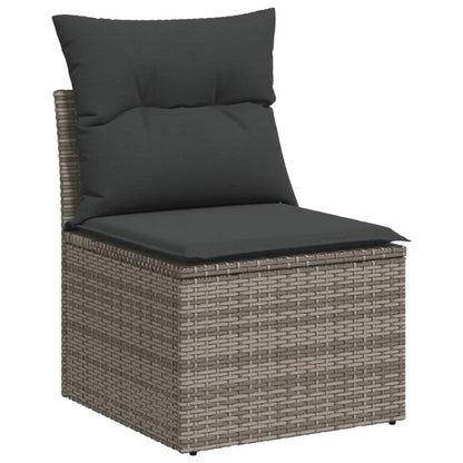9 Piece Garden Sofa Set With Cushions Grey Poly Rattan