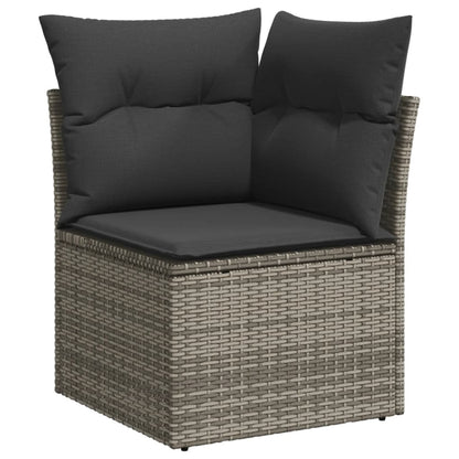 9 Piece Garden Sofa Set With Cushions Grey Poly Rattan