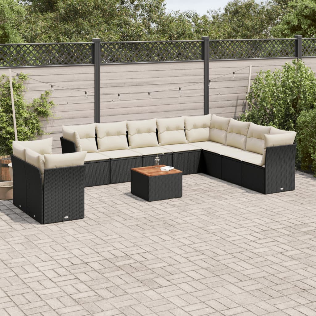 11 Piece Garden Sofa Set With Cushions Grey Poly Rattan