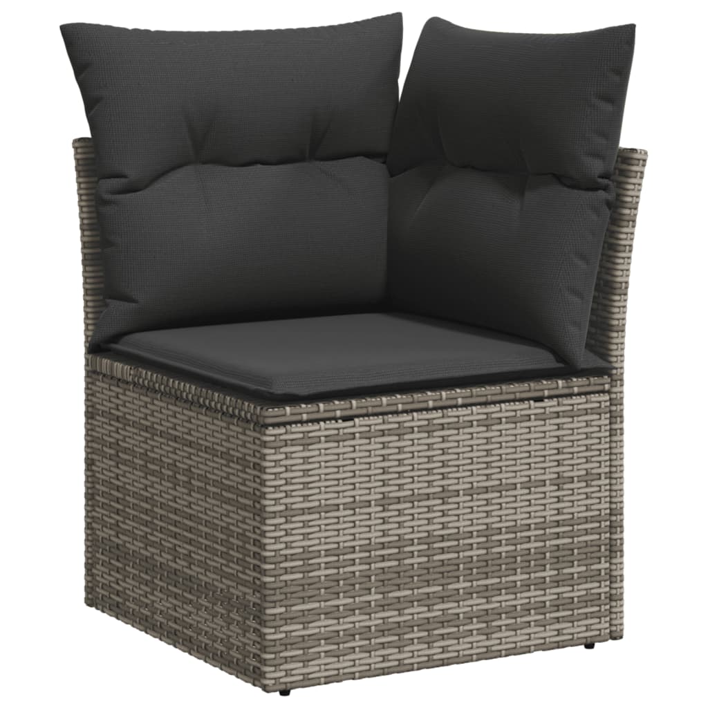 11 Piece Garden Sofa Set With Cushions Grey Poly Rattan