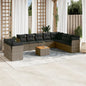 11 Piece Garden Sofa Set With Cushions Grey Poly Rattan