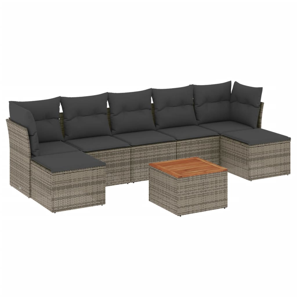 8 Piece Garden Sofa Set With Cushions Grey Poly Rattan