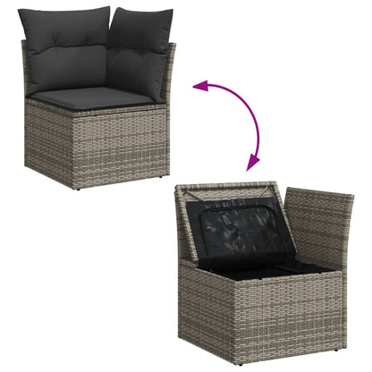 8 Piece Garden Sofa Set With Cushions Grey Poly Rattan