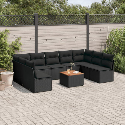 10 Piece Garden Sofa Set With Cushions Grey Poly Rattan