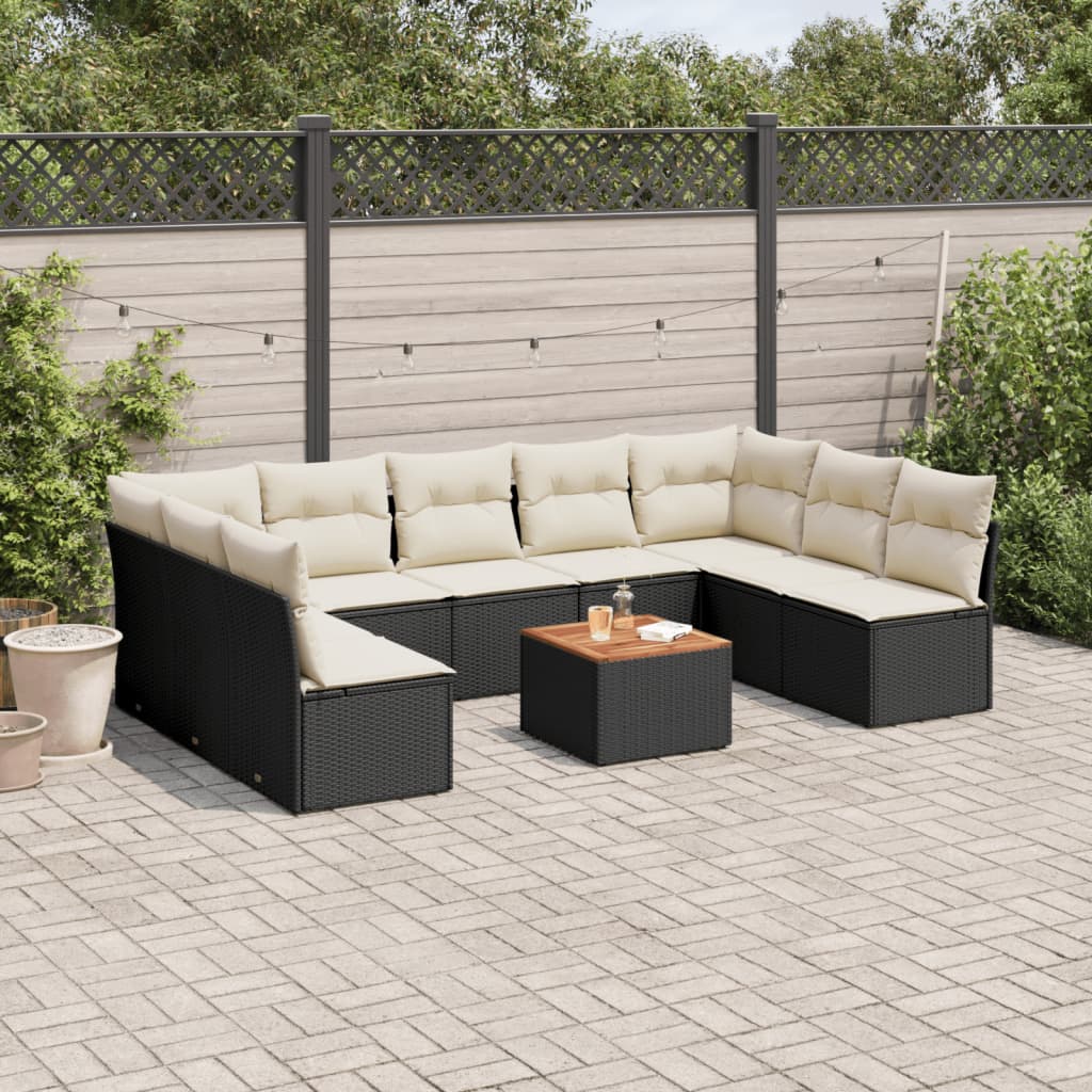 10 Piece Garden Sofa Set With Cushions Grey Poly Rattan