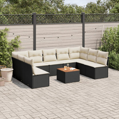 10 Piece Garden Sofa Set With Cushions Grey Poly Rattan