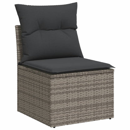 10 Piece Garden Sofa Set With Cushions Grey Poly Rattan
