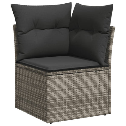 10 Piece Garden Sofa Set With Cushions Grey Poly Rattan