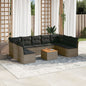 10 Piece Garden Sofa Set With Cushions Grey Poly Rattan
