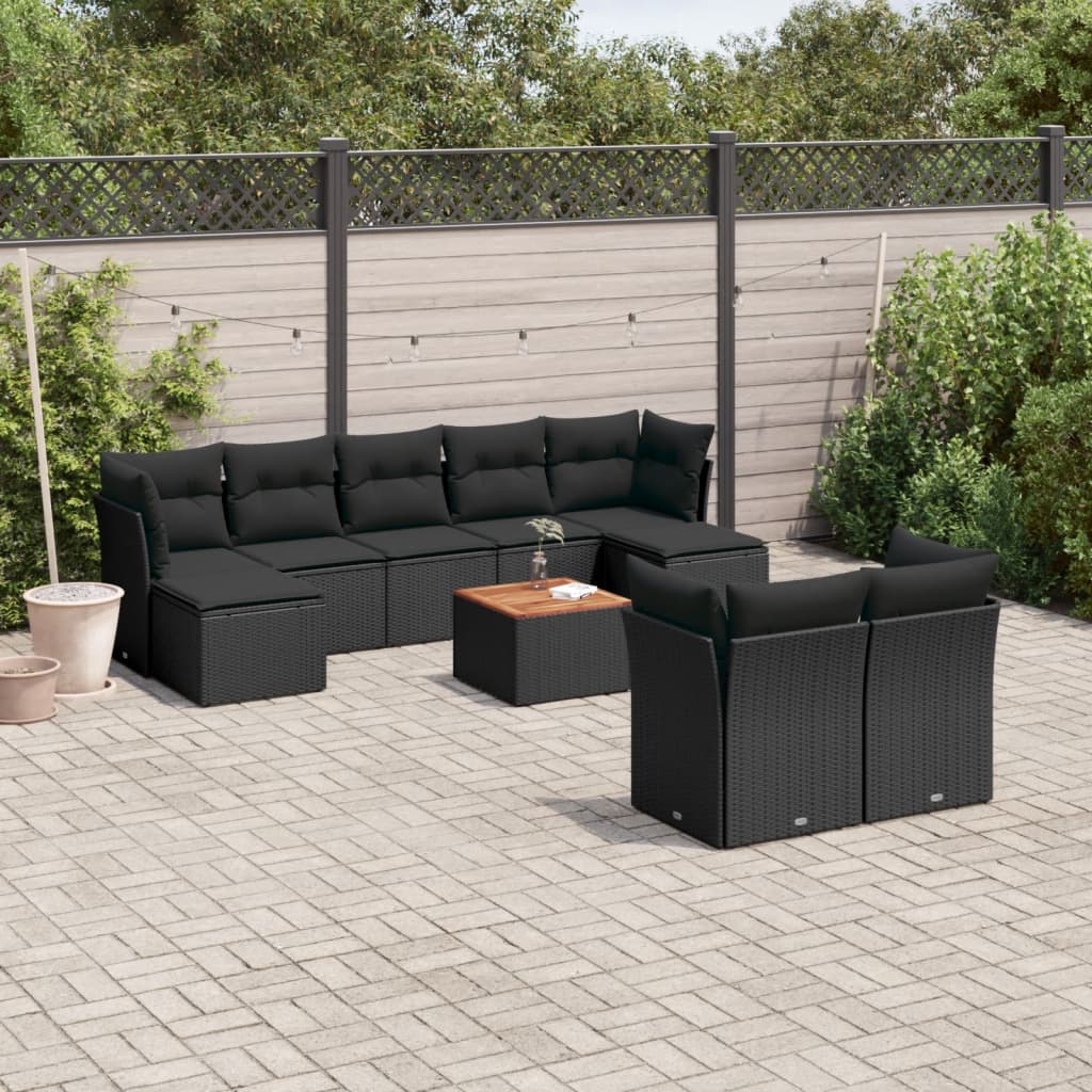 10 Piece Garden Sofa Set With Cushions Grey Poly Rattan
