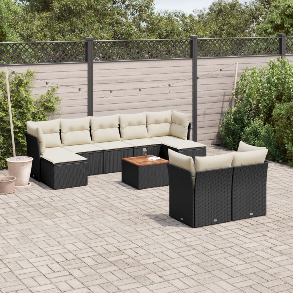 10 Piece Garden Sofa Set With Cushions Grey Poly Rattan