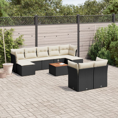 10 Piece Garden Sofa Set With Cushions Grey Poly Rattan