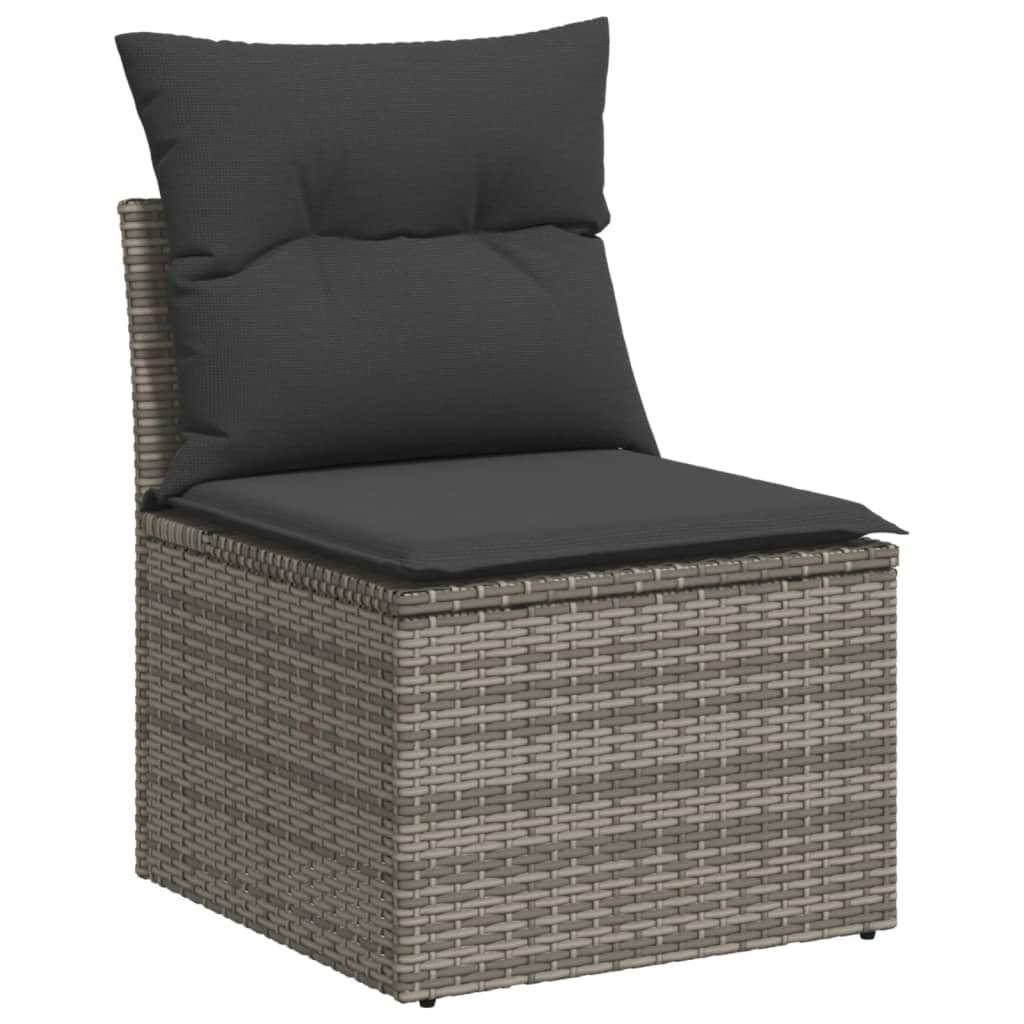 10 Piece Garden Sofa Set With Cushions Grey Poly Rattan