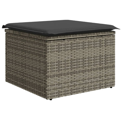 10 Piece Garden Sofa Set With Cushions Grey Poly Rattan