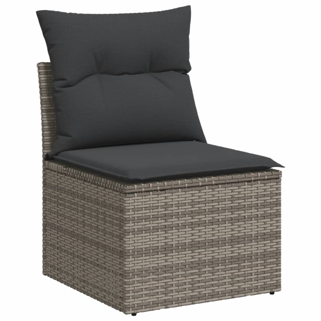 8 Piece Garden Sofa Set With Cushions Grey Poly Rattan