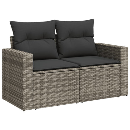 8 Piece Garden Sofa Set With Cushions Grey Poly Rattan