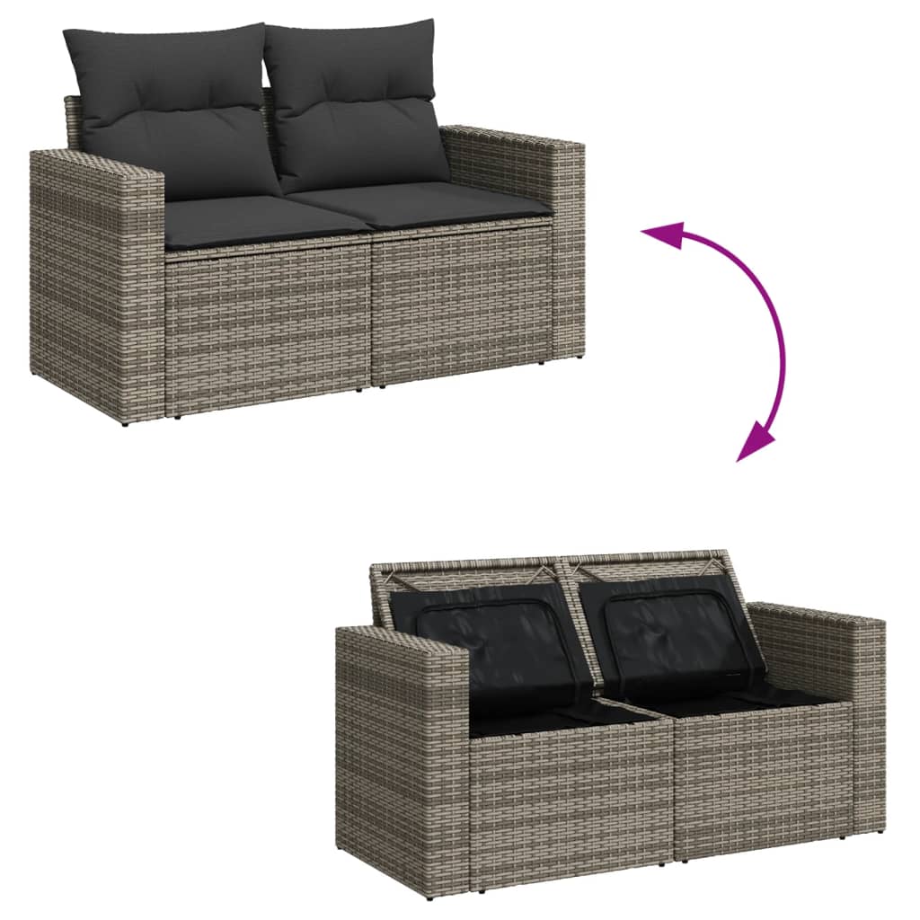 8 Piece Garden Sofa Set With Cushions Grey Poly Rattan