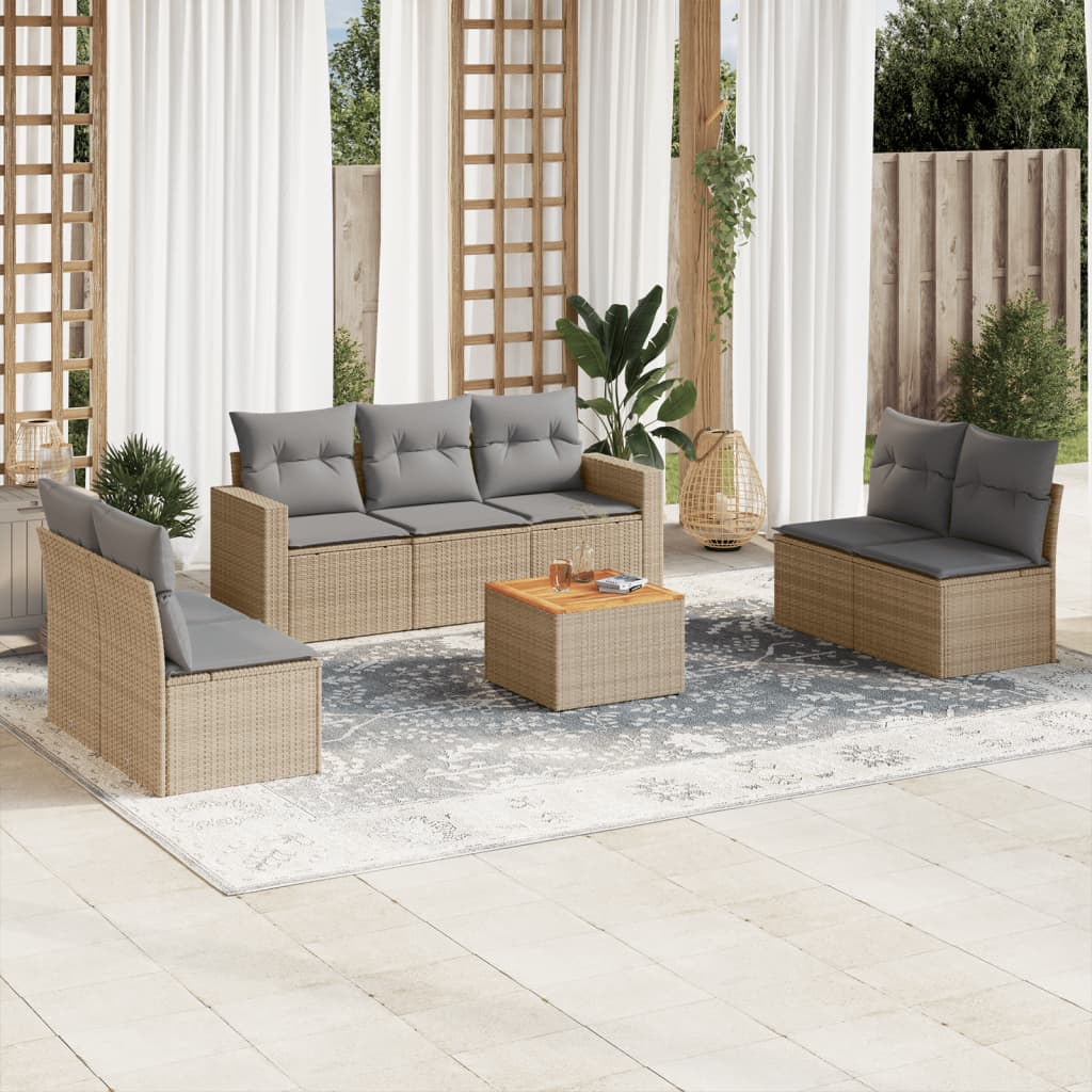 8 Piece Garden Sofa Set With Cushions Grey Poly Rattan