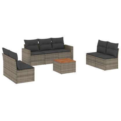 8 Piece Garden Sofa Set With Cushions Grey Poly Rattan