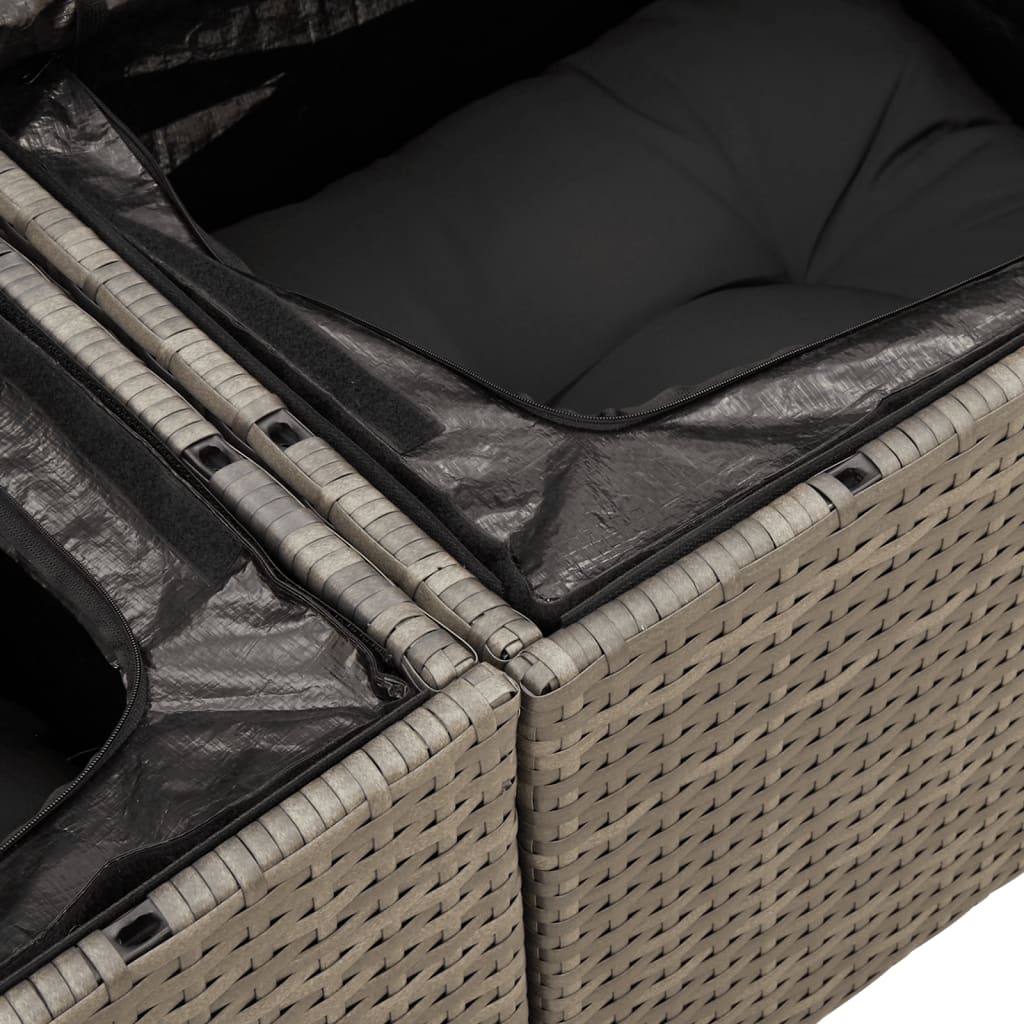 8 Piece Garden Sofa Set With Cushions Grey Poly Rattan