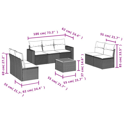 8 Piece Garden Sofa Set With Cushions Grey Poly Rattan