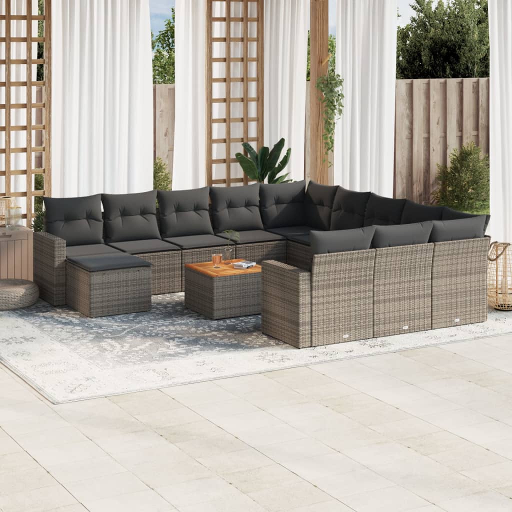 13 Piece Garden Sofa Set With Cushions Poly Rattan