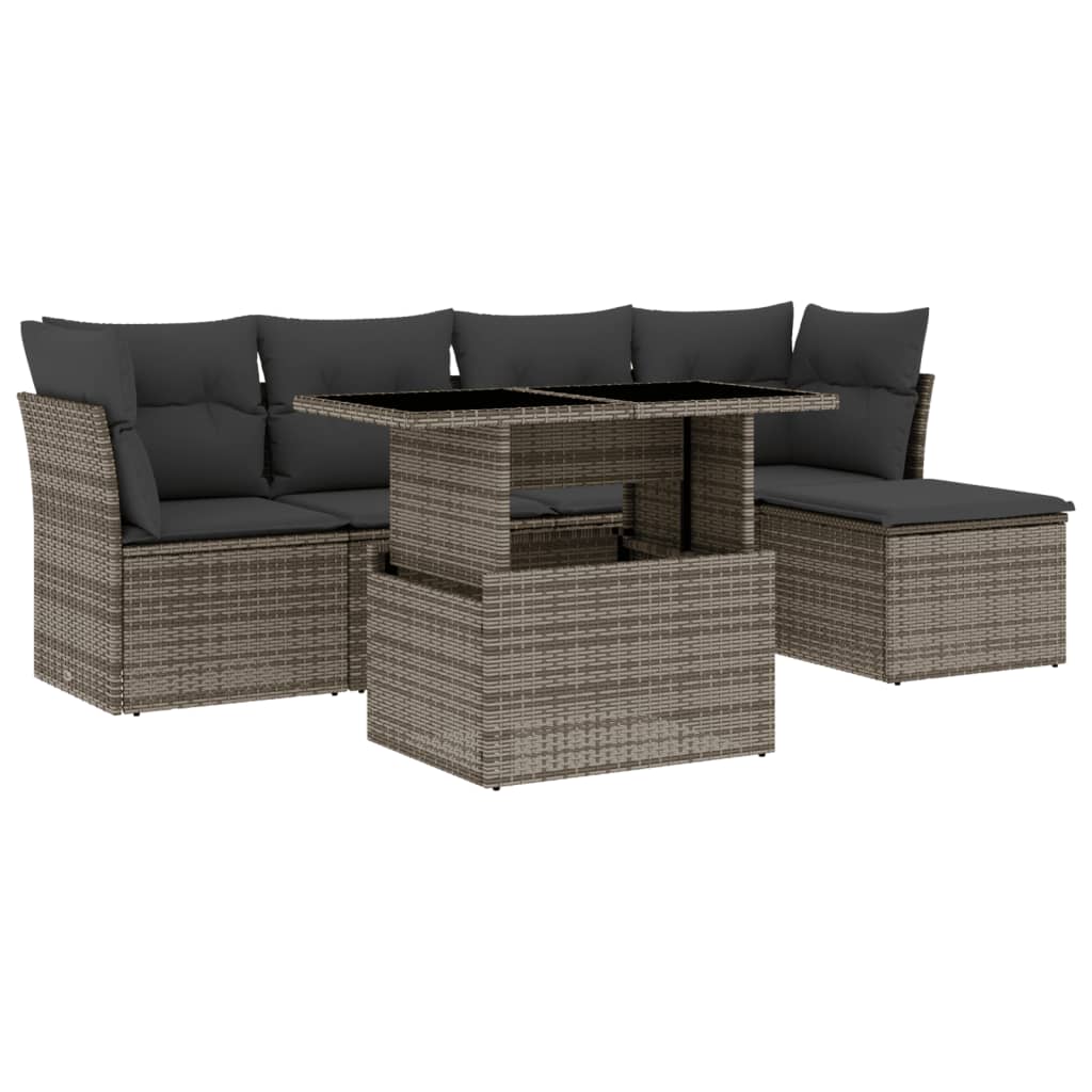 6 Piece Garden Sofa Set With Cushions Poly Rattan