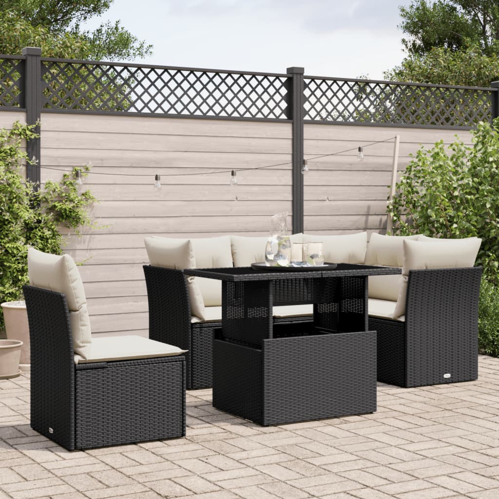 6 Piece Garden Sofa Set With Cushions Poly Rattan
