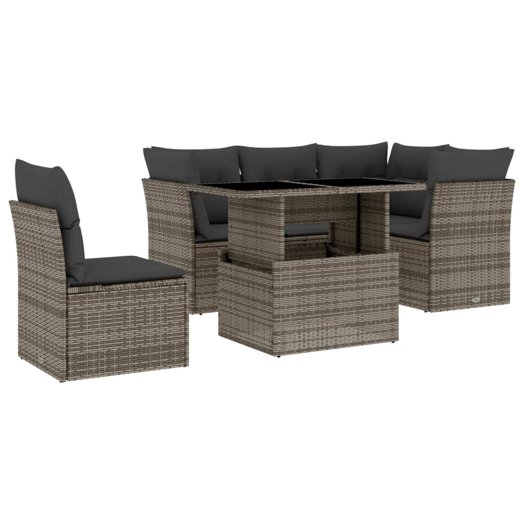 6 Piece Garden Sofa Set With Cushions Poly Rattan