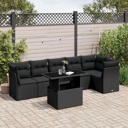 7 Piece Garden Sofa Set With Cushions Poly Rattan