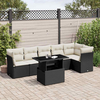 7 Piece Garden Sofa Set With Cushions Poly Rattan