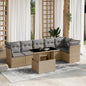 7 Piece Garden Sofa Set With Cushions Poly Rattan
