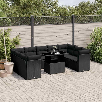 10 Piece Garden Sofa Set With Cushions Poly Rattan