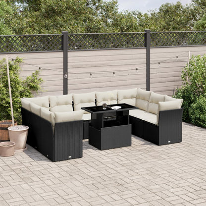 10 Piece Garden Sofa Set With Cushions Poly Rattan