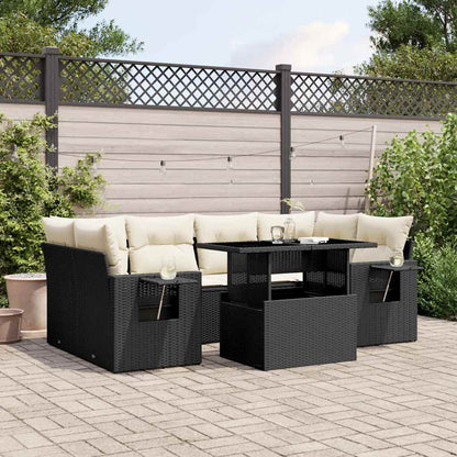 7 Piece Garden Sofa Set With Cushions Poly Rattan