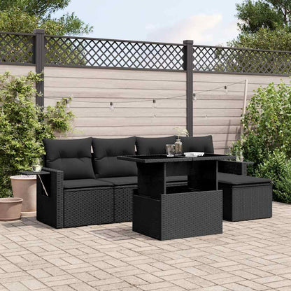 6 Piece Garden Sofa Set With Cushions Poly Rattan