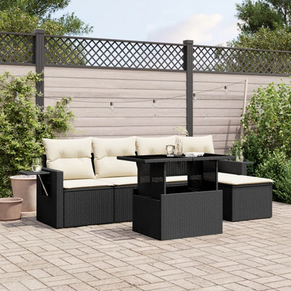 6 Piece Garden Sofa Set With Cushions Poly Rattan