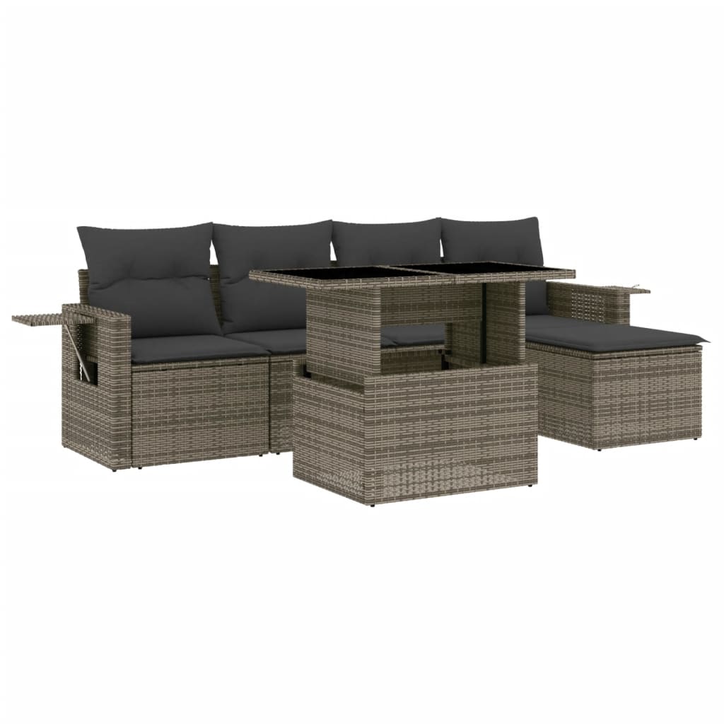 6 Piece Garden Sofa Set With Cushions Poly Rattan
