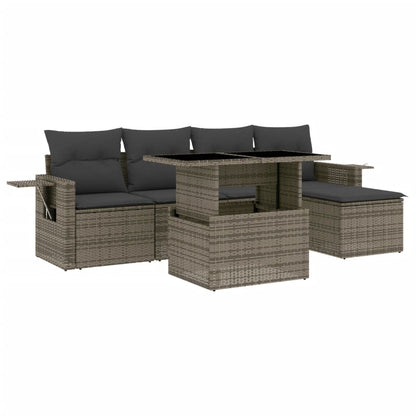 6 Piece Garden Sofa Set With Cushions Poly Rattan