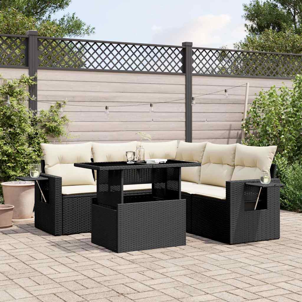 6 Piece Garden Sofa Set With Cushions Poly Rattan