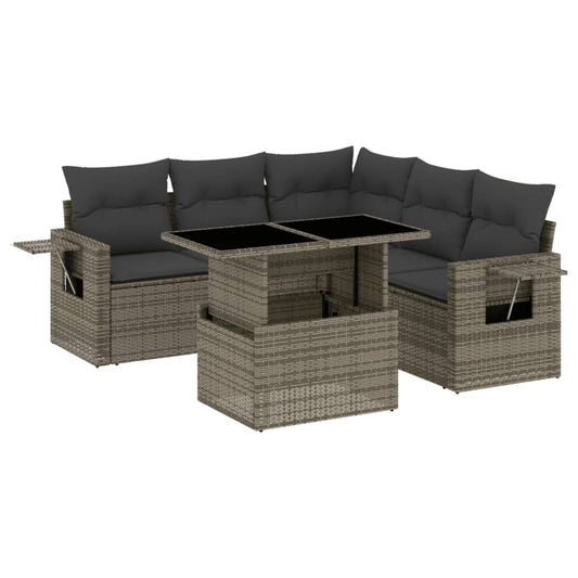 6 Piece Garden Sofa Set With Cushions Poly Rattan
