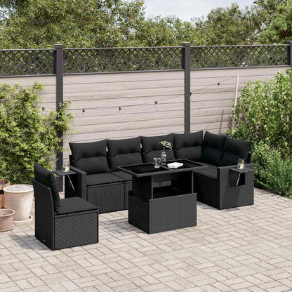 7 Piece Garden Sofa Set With Cushions Poly Rattan