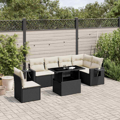 7 Piece Garden Sofa Set With Cushions Poly Rattan