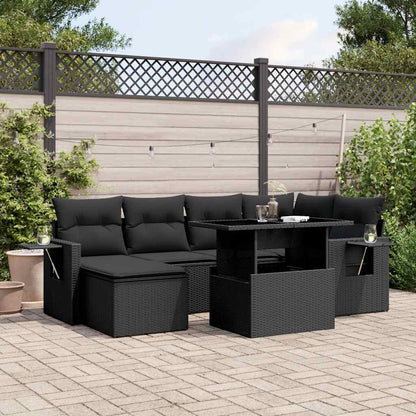 7 Piece Garden Sofa Set With Cushions Poly Rattan