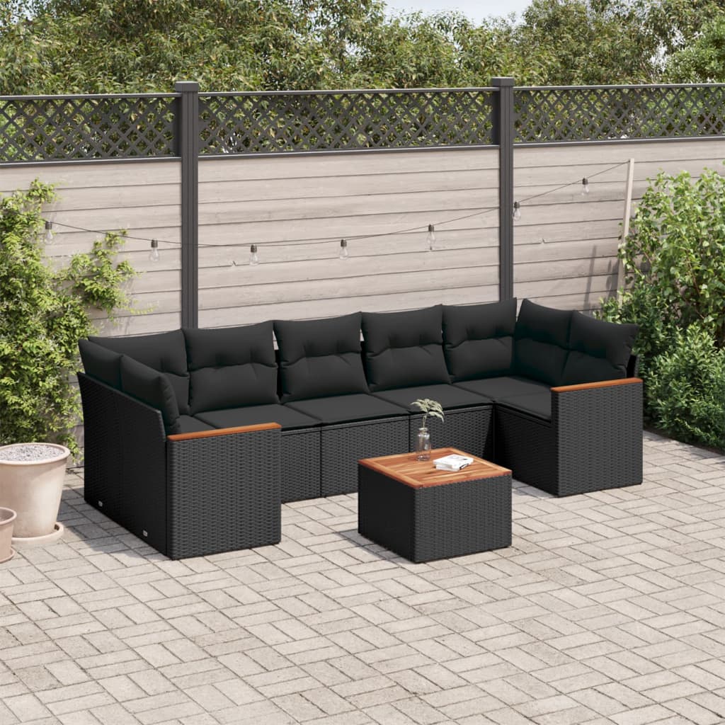 8 Piece Garden Sofa Set With Cushions Poly Rattan