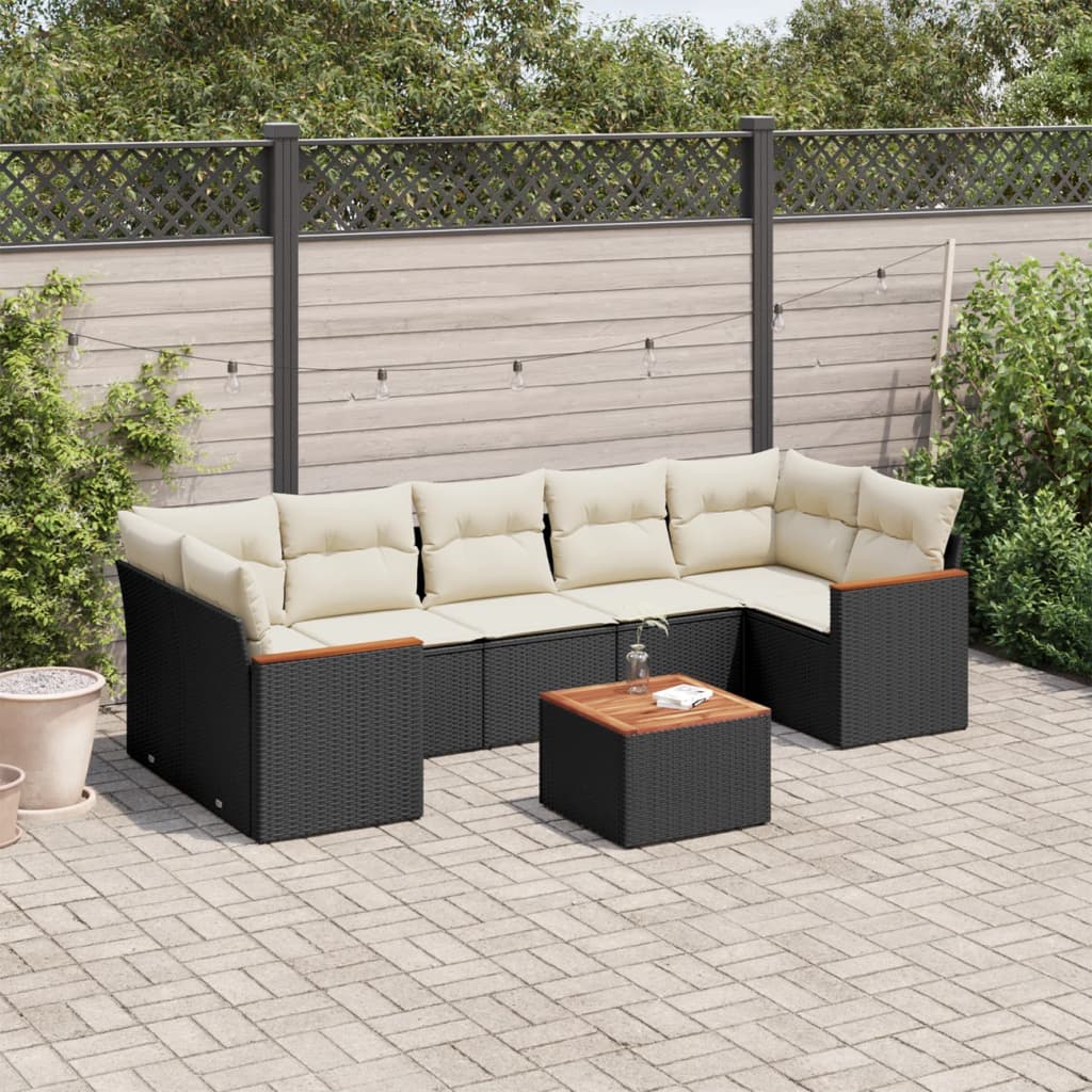 8 Piece Garden Sofa Set With Cushions Poly Rattan