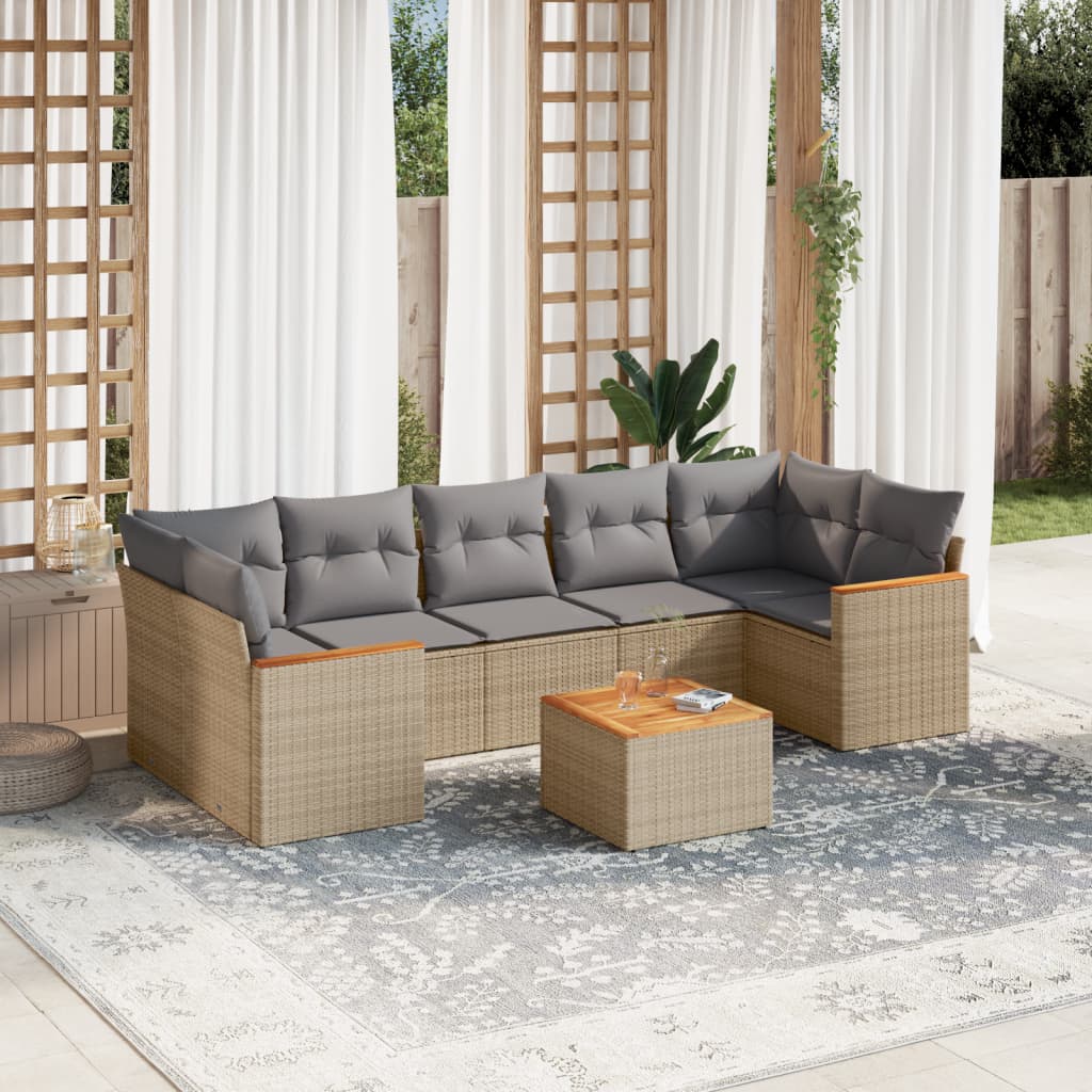 8 Piece Garden Sofa Set With Cushions Poly Rattan