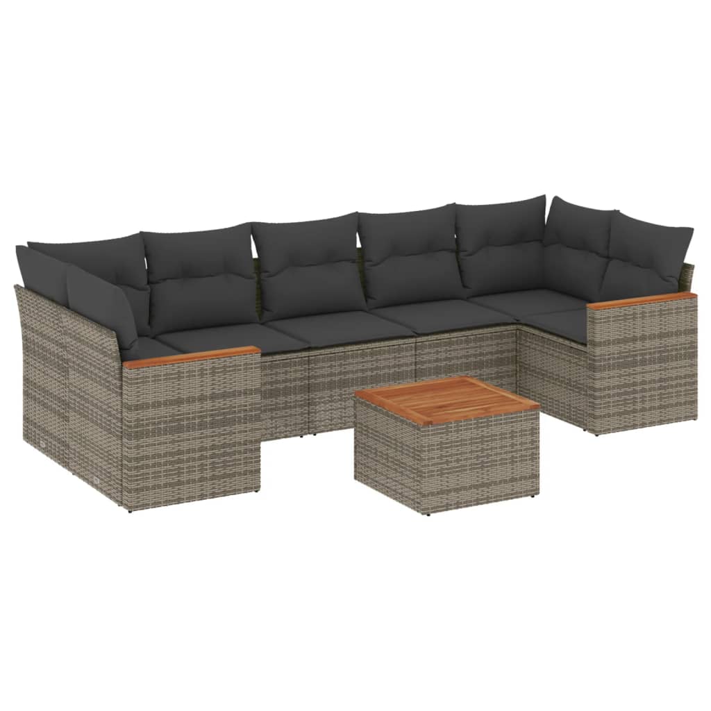 8 Piece Garden Sofa Set With Cushions Poly Rattan