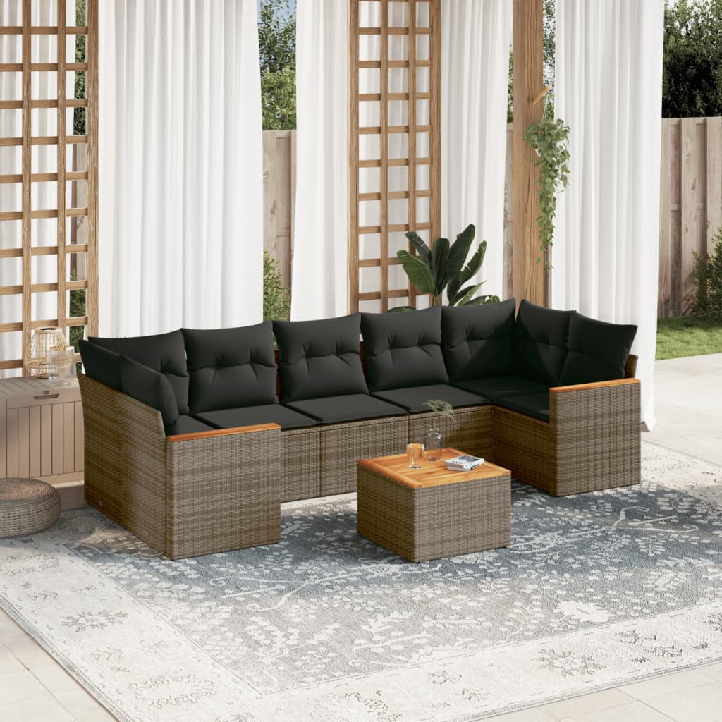8 Piece Garden Sofa Set With Cushions Poly Rattan